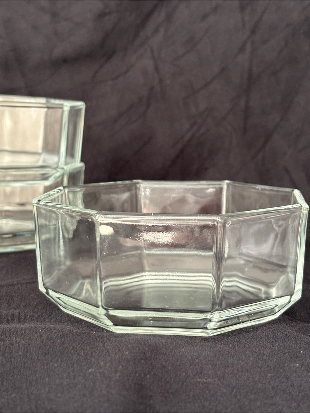 Vintage Arcoroc France Octime Clear Glass Octagonal Bowls Set of 3